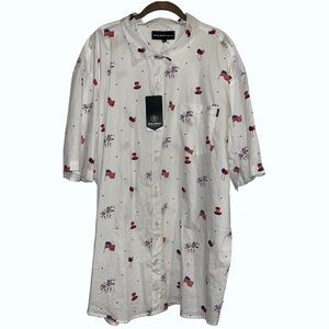 Molokai Surf Co Shirt USA White Button Up Flag Fireworks Size 4X 4XL NEW NWT
